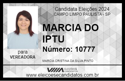 Candidato MARCIA DO IPTU 2024 - CAMPO LIMPO PAULISTA - Eleições