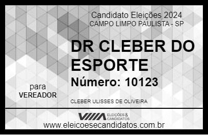 Candidato DR CLEBER DO ESPORTE 2024 - CAMPO LIMPO PAULISTA - Eleições