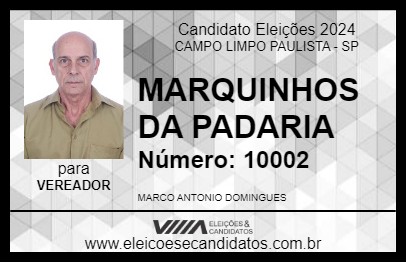 Candidato MARQUINHOS DA PADARIA 2024 - CAMPO LIMPO PAULISTA - Eleições