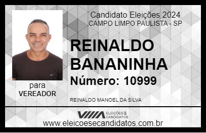 Candidato REINALDO BANANINHA 2024 - CAMPO LIMPO PAULISTA - Eleições