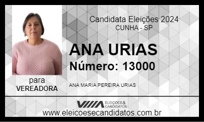 Candidato ANA URIAS 2024 - CUNHA - Eleições