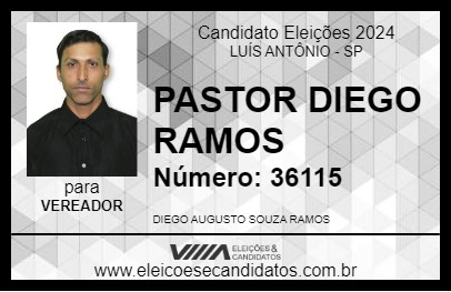 Candidato PASTOR DIEGO RAMOS 2024 - LUÍS ANTÔNIO - Eleições