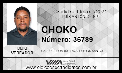 Candidato CHOKO 2024 - LUÍS ANTÔNIO - Eleições