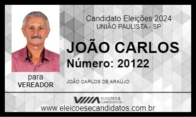 Candidato JOÃO CARLOS 2024 - UNIÃO PAULISTA - Eleições