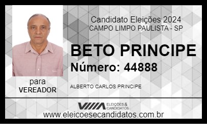 Candidato BETO PRINCIPE 2024 - CAMPO LIMPO PAULISTA - Eleições