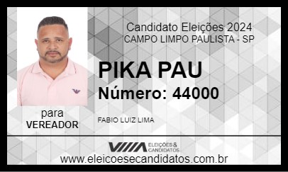 Candidato PIKA PAU 2024 - CAMPO LIMPO PAULISTA - Eleições