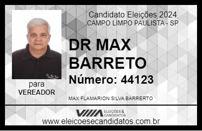 Candidato DR MAX BARRETO 2024 - CAMPO LIMPO PAULISTA - Eleições