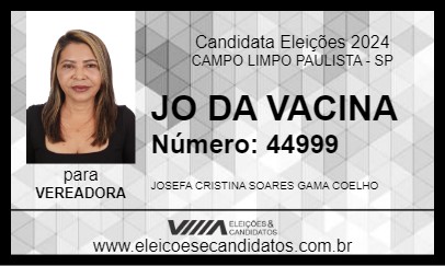 Candidato JO DA VACINA 2024 - CAMPO LIMPO PAULISTA - Eleições