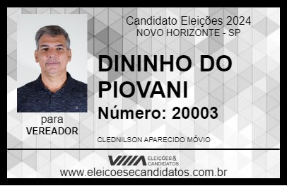 Candidato DININHO DO PIOVANI 2024 - NOVO HORIZONTE - Eleições