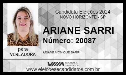 Candidato ARIANE SARRI 2024 - NOVO HORIZONTE - Eleições