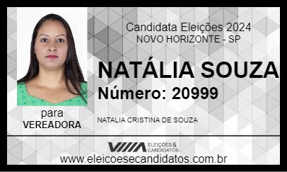 Candidato NATÁLIA SOUZA 2024 - NOVO HORIZONTE - Eleições