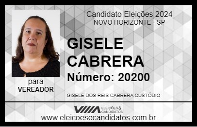 Candidato GISELE CABRERA 2024 - NOVO HORIZONTE - Eleições