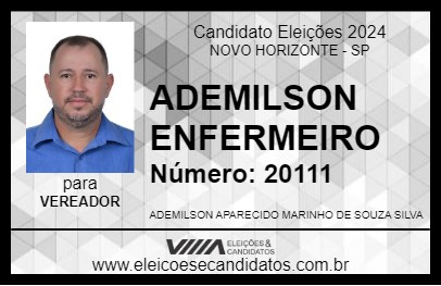 Candidato ADEMILSON ENFERMEIRO 2024 - NOVO HORIZONTE - Eleições