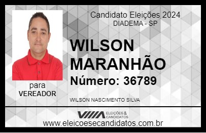 Candidato WILSON MARANHÃO 2024 - DIADEMA - Eleições