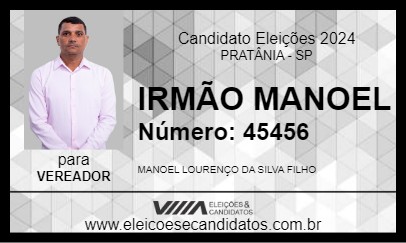 Candidato IRMÃO MANOEL 2024 - PRATÂNIA - Eleições