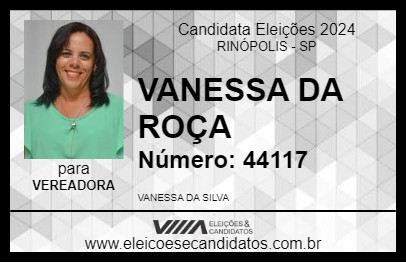 Candidato VANESSA DA ROÇA 2024 - RINÓPOLIS - Eleições