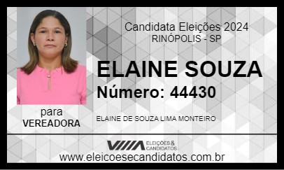 Candidato ELAINE SOUZA 2024 - RINÓPOLIS - Eleições