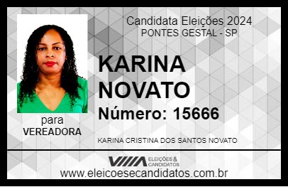 Candidato KARINA NOVATO 2024 - PONTES GESTAL - Eleições