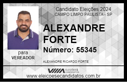 Candidato ALEXANDRE FORTE 2024 - CAMPO LIMPO PAULISTA - Eleições