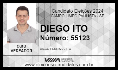 Candidato DIEGO ITO 2024 - CAMPO LIMPO PAULISTA - Eleições