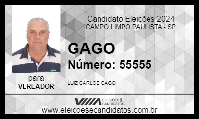 Candidato GAGO 2024 - CAMPO LIMPO PAULISTA - Eleições