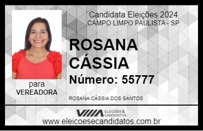 Candidato ROSANA CÁSSIA 2024 - CAMPO LIMPO PAULISTA - Eleições