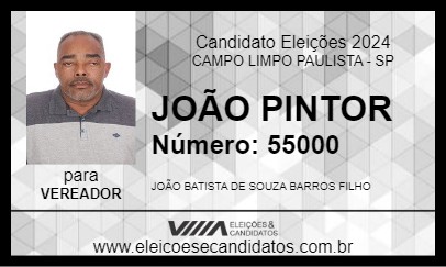 Candidato JOÃO PINTOR 2024 - CAMPO LIMPO PAULISTA - Eleições