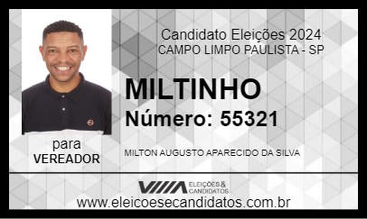 Candidato MILTINHO 2024 - CAMPO LIMPO PAULISTA - Eleições