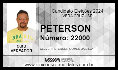 Candidato PETERSON 2024 - VERA CRUZ - Eleições