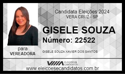 Candidato GISELE SOUZA 2024 - VERA CRUZ - Eleições