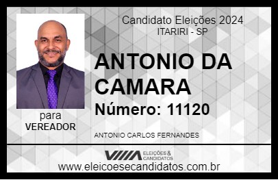 Candidato ANTONIO DA CAMARA 2024 - ITARIRI - Eleições