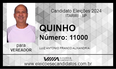 Candidato QUINHO 2024 - ITARIRI - Eleições