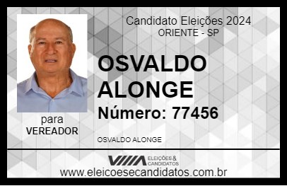 Candidato OSVALDO ALONGE 2024 - ORIENTE - Eleições