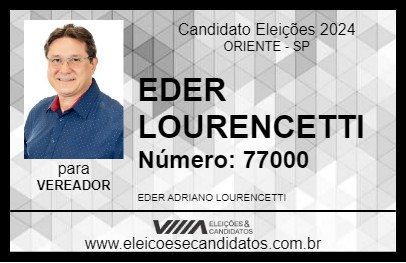 Candidato EDER LOURENCETTI 2024 - ORIENTE - Eleições