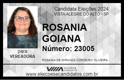 Candidato ROSANIA GOIANA 2024 - VISTA ALEGRE DO ALTO - Eleições