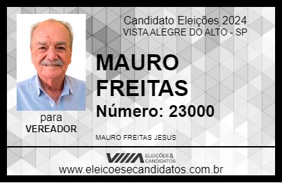 Candidato MAURO FREITAS 2024 - VISTA ALEGRE DO ALTO - Eleições