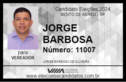 Candidato JORGE BARBOSA 2024 - BENTO DE ABREU - Eleições