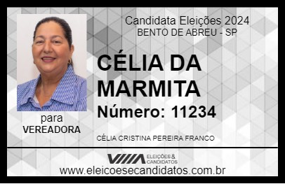 Candidato CÉLIA DA MARMITA 2024 - BENTO DE ABREU - Eleições