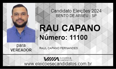 Candidato RAU CAPANO 2024 - BENTO DE ABREU - Eleições