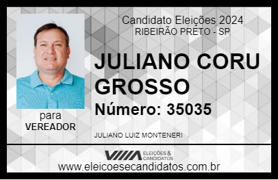 Candidato JULIANO CORU GROSSO 2024 - RIBEIRÃO PRETO - Eleições