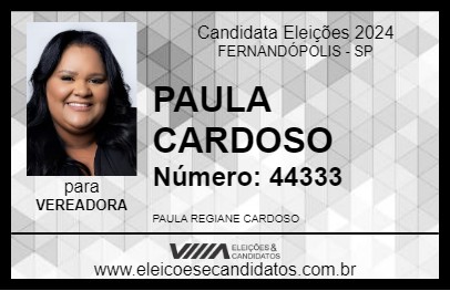 Candidato PAULA CARDOSO 2024 - FERNANDÓPOLIS - Eleições