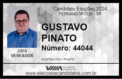 Candidato GUSTAVO PINATO 2024 - FERNANDÓPOLIS - Eleições