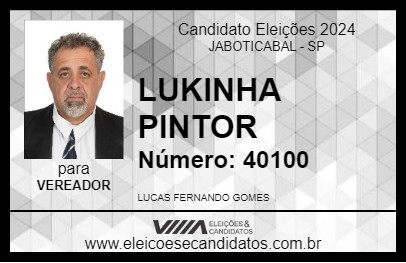 Candidato LUKINHA PINTOR 2024 - JABOTICABAL - Eleições