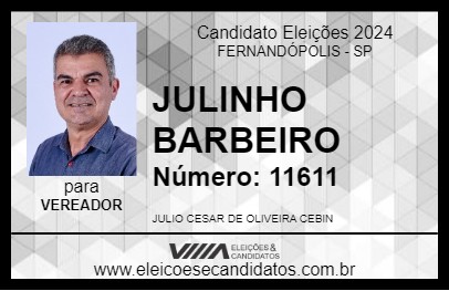 Candidato JULINHO BARBEIRO 2024 - FERNANDÓPOLIS - Eleições