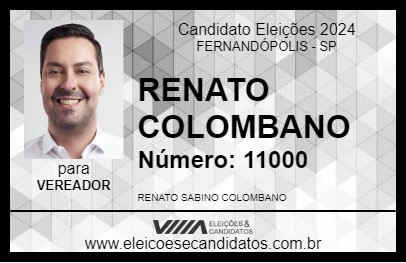 Candidato RENATO COLOMBANO 2024 - FERNANDÓPOLIS - Eleições