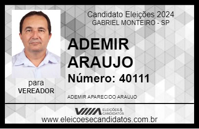 Candidato ADEMIR ARAUJO 2024 - GABRIEL MONTEIRO - Eleições