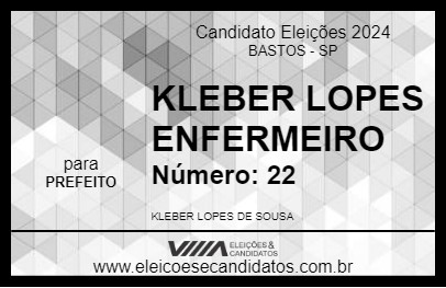 Candidato KLEBER LOPES ENFERMEIRO 2024 - BASTOS - Eleições