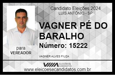 Candidato VAGNER PÉ DO BARALHO 2024 - LUÍS ANTÔNIO - Eleições