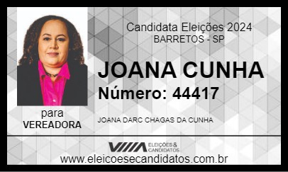 Candidato JOANA CUNHA 2024 - BARRETOS - Eleições