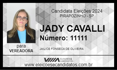 Candidato JADY CAVALLI 2024 - PIRAPOZINHO - Eleições